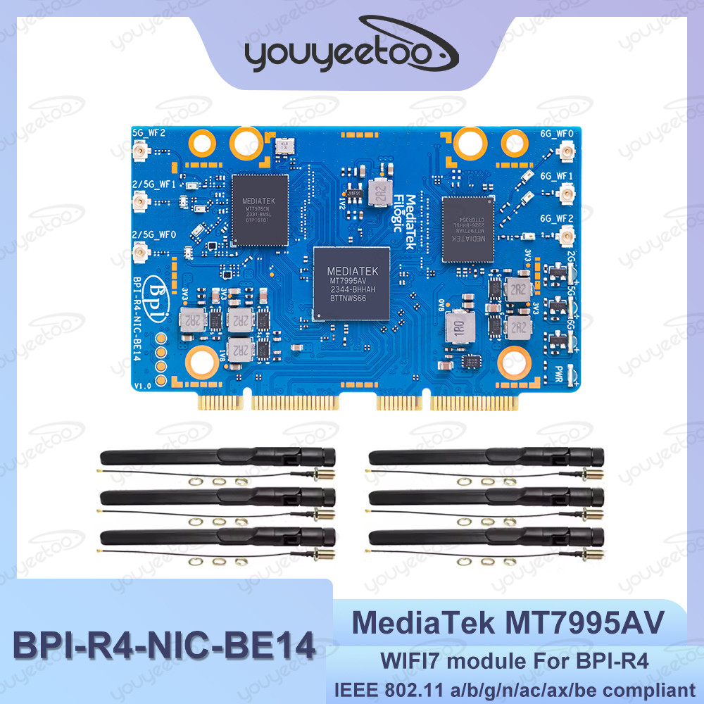 Jual Banana Pi BPI-R4-NIC-BE14 WiFi 7 Module MeaTek MT7995AV ipset RISC ...