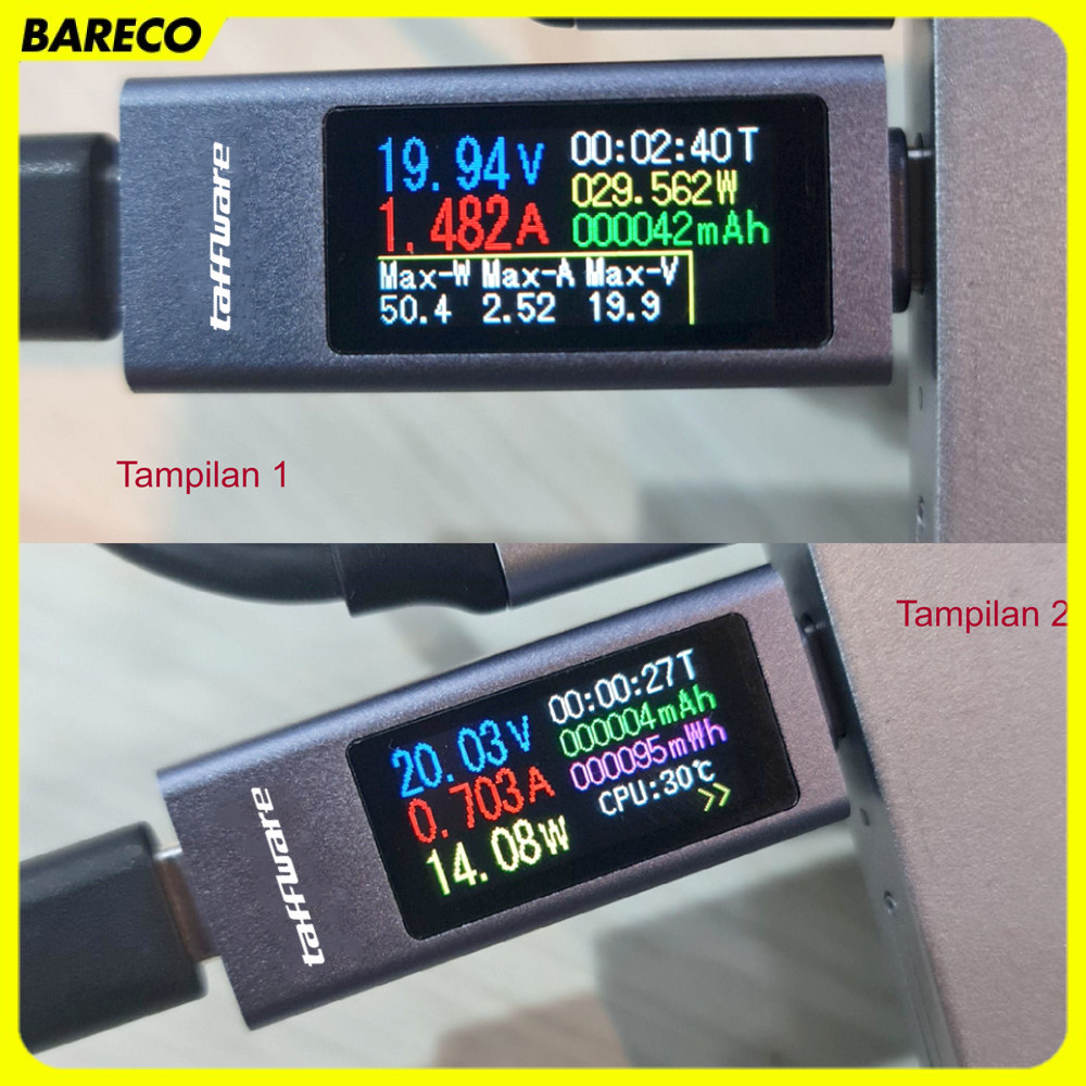 Jual Taffware Voltmeter Ammeter Type C Digital Display OLED 30V 12A ...