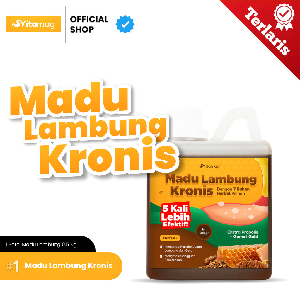 Madu Lambung Maag Gerd Vitamag Obat Magh Herbal Asam Lambung, Perut Kembung Nyeri Gerd Isi 500 Gram