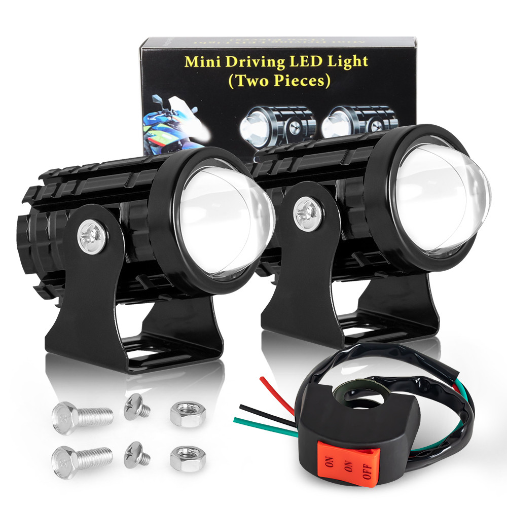 Jual Motorcycle LED Headlight Mini Driving Light Universal Dual Color ...