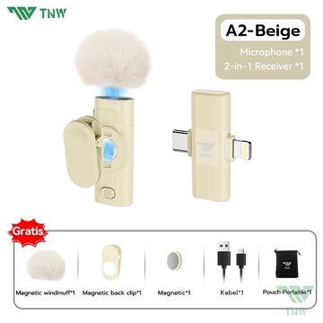 TNW A2 A3 2 In 1 Wireless Microphone Clip On Mic Magnetic Lavalier Mikrofon HP Plug Play