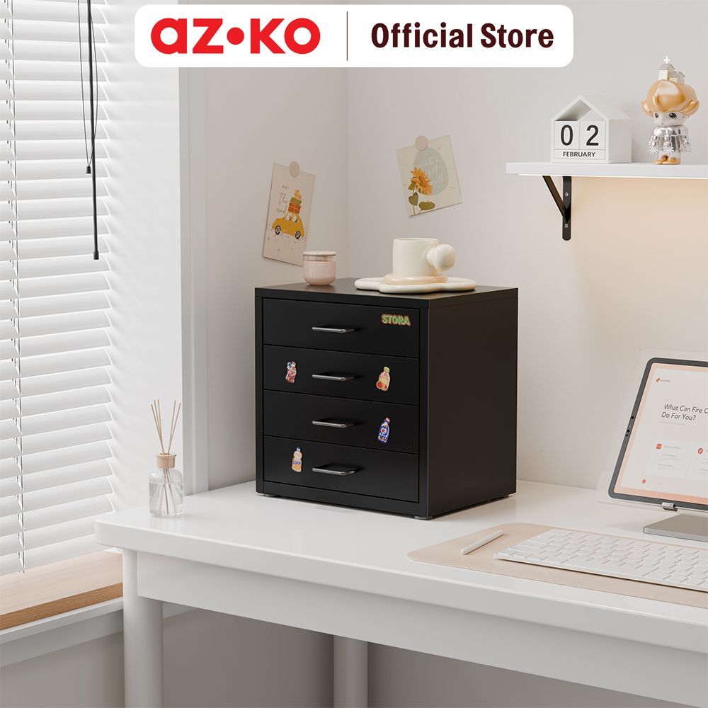 Jual AZKO Stora Studia Laci Penyimpanan Mini 4 Tingkat - Hitam Desk ...