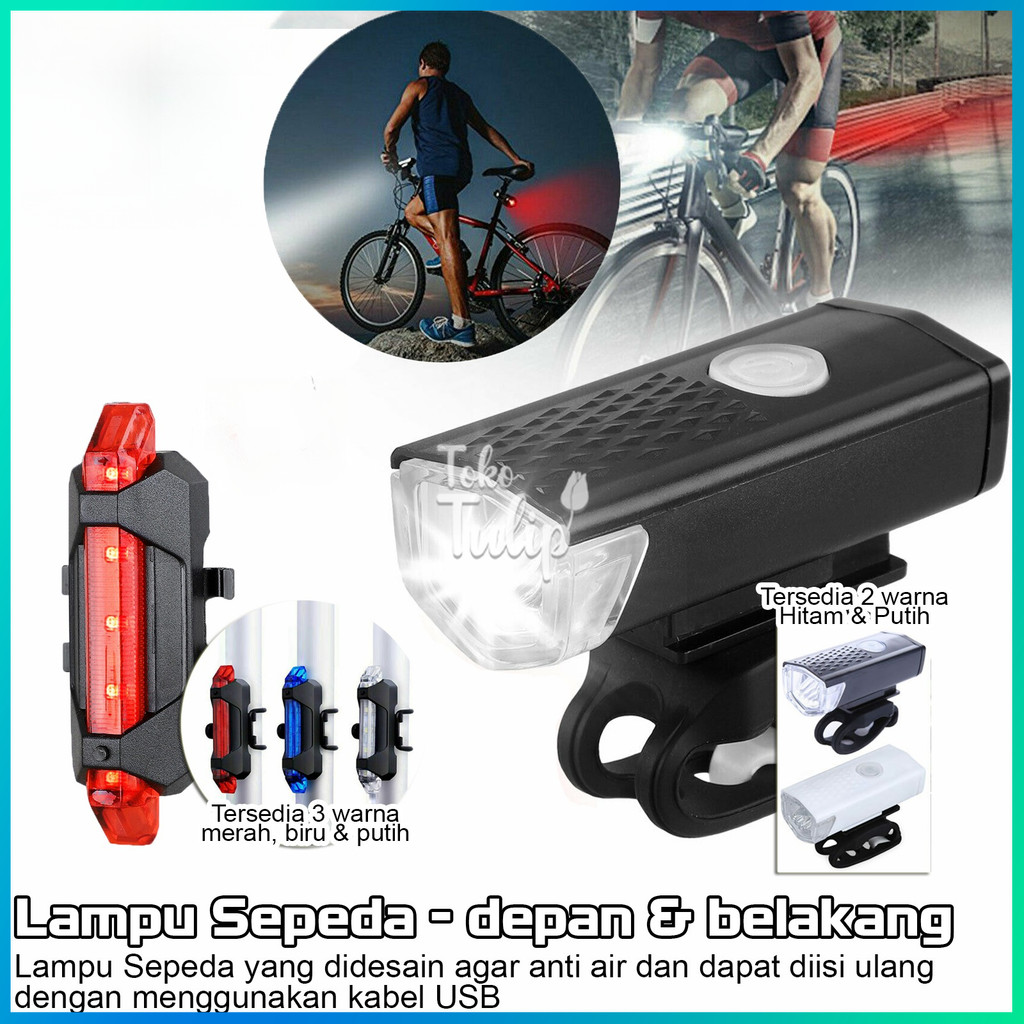 Jual Lampu Belakang Sepeda LED Charger USB Lampu Depan-Rechargeable ...