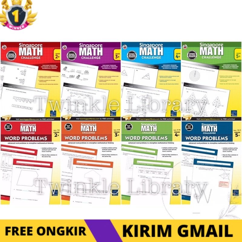 Jual KS Singapore MATH Challenge & Word Problems Grades 2+ 3+ 4+ 5+ 6 7 ...