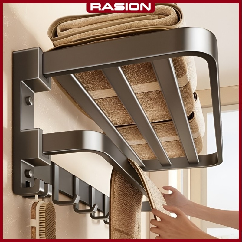 Jual RASION Kamar Mandi Abu-abu Aluminium Rak Handuk Kamar Mandi Set ...