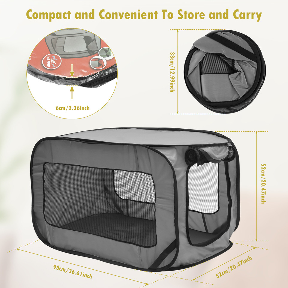 Jual Foldable Dog Travel Crate Pop Up Puppy Carrier Crate with Zipper ...