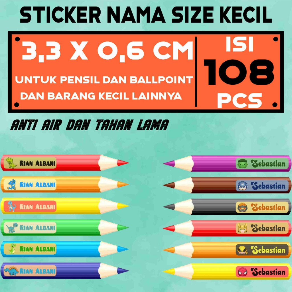 Jual Stiker Label Nama Custom Ukuran Kecil isi 108 pcs Label Nama Anak ...