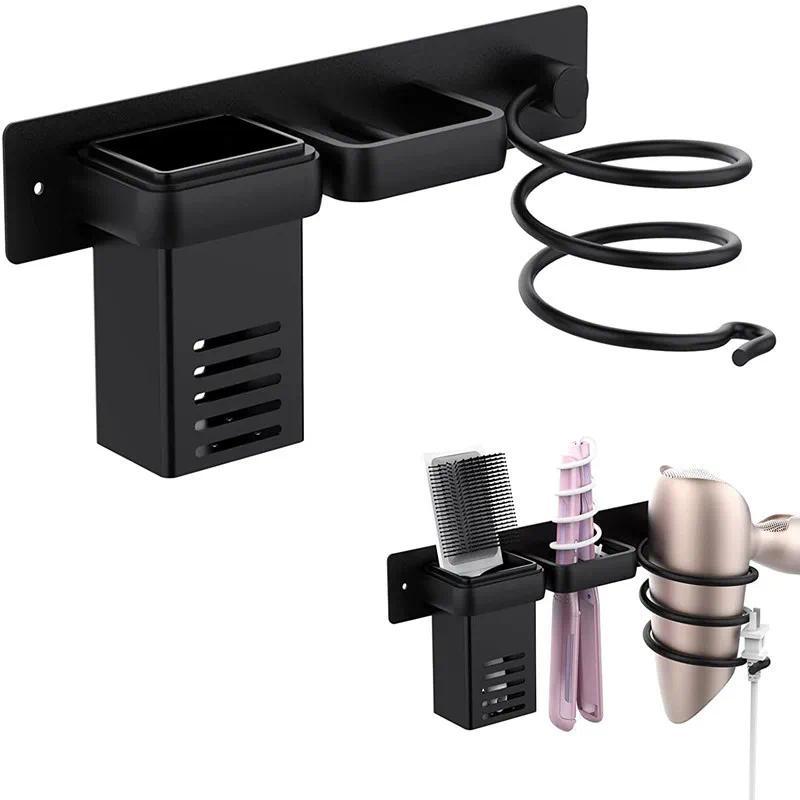 Jual Wall-Mounted Hair Dryer Storage Rack Bathroom Multifunctional ...