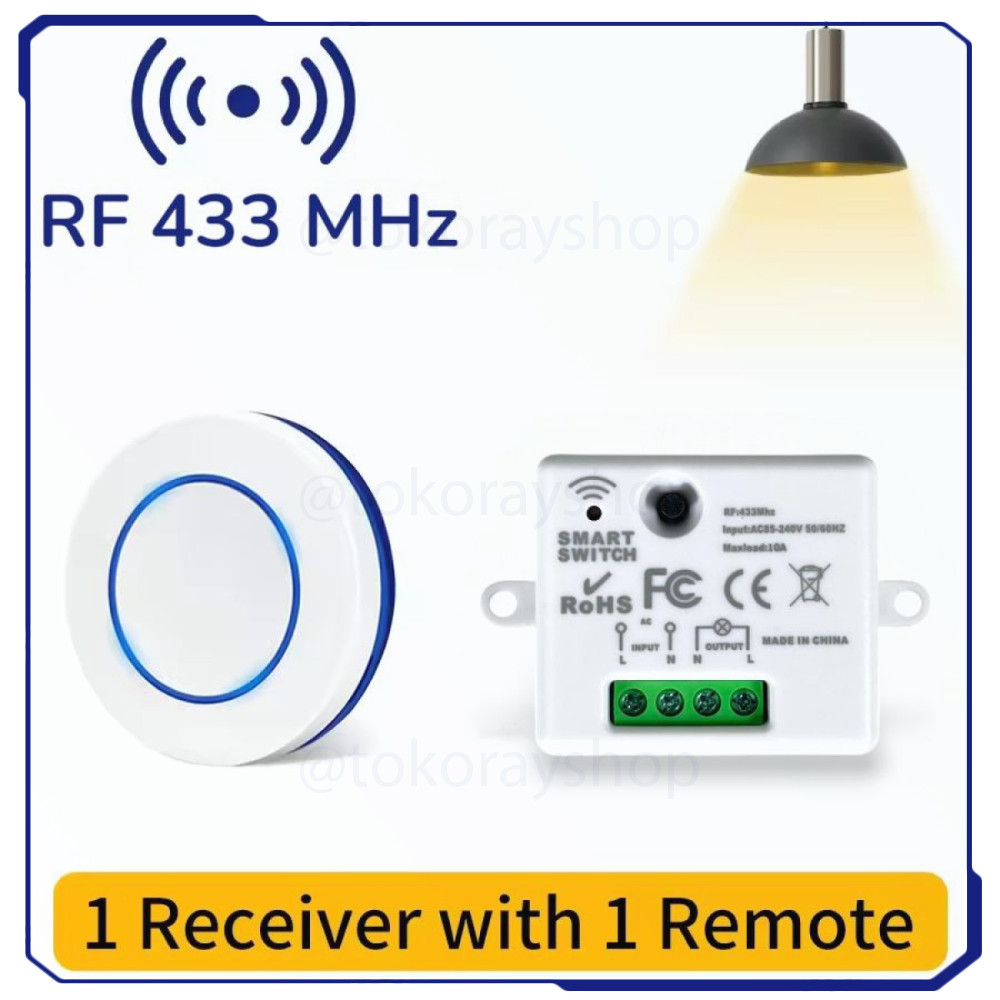 Jual Mini Smart Switch RF433 No Wiring AC85-240V with SOS Kit - F433 ...