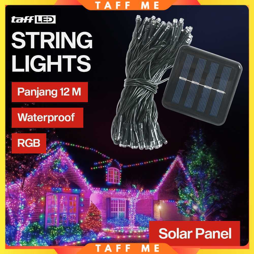 Jual Lampu String Lights Solar Waterproof 100 LED RGB Original TaffLED ...