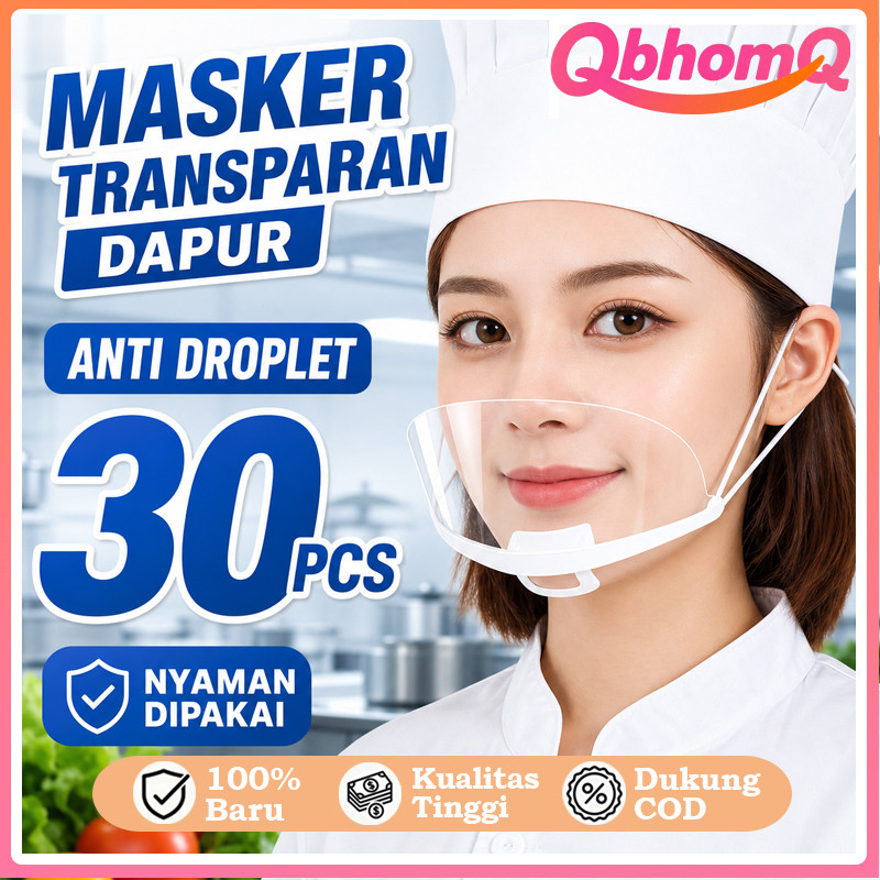 Jual QbhomQ Masker Transparant Kitchen Mask Penutup Mulut Koki Dapur ...