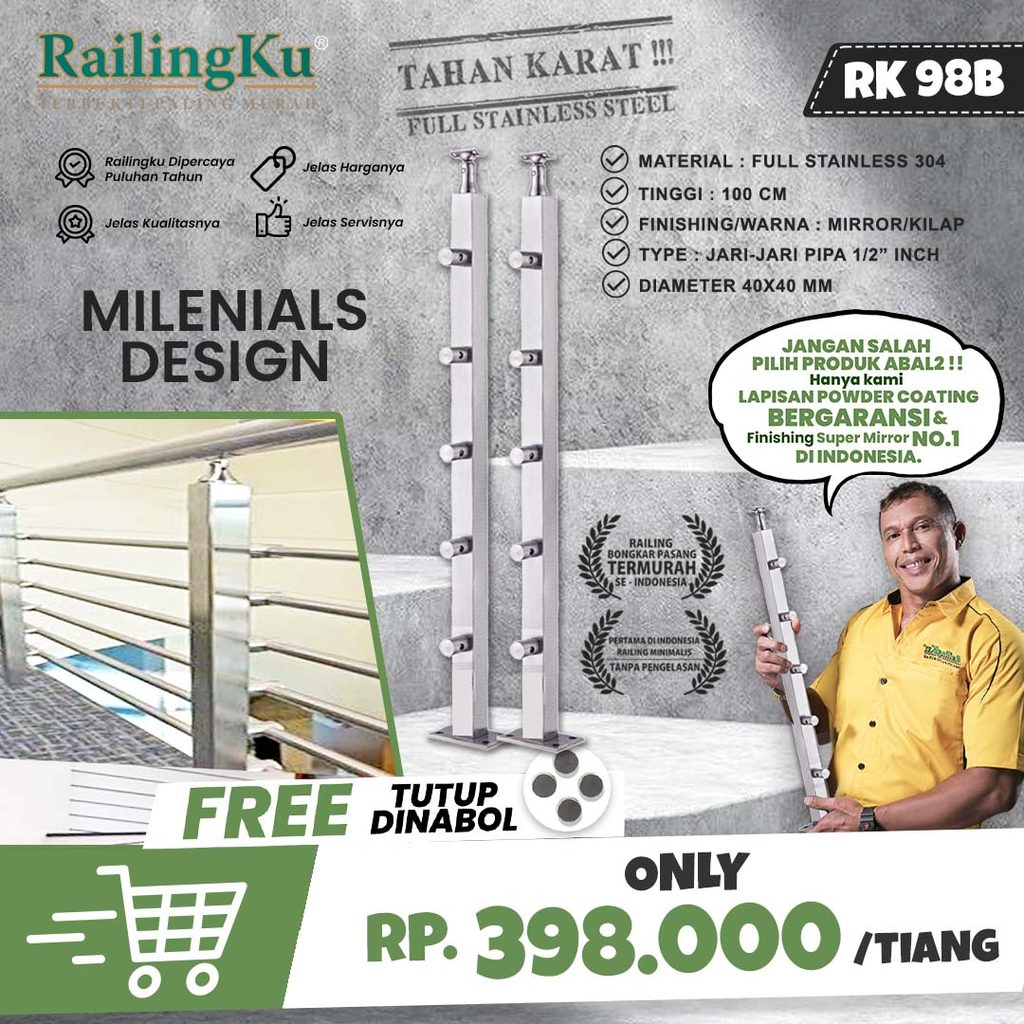 Jual NEW RAILING : Railing Tangga Stainless Milenials Desain Tiang ...
