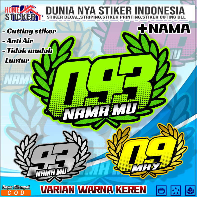 Jual Costum Stiker Nomor Racing Nama Dan Nomor Sendiri Waterproof ...