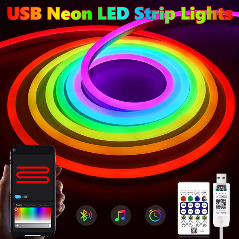 Jual Rgb Neon Strip Light 3M 5M Neon Rgb Strip Usb Flexible Neon Tape ...
