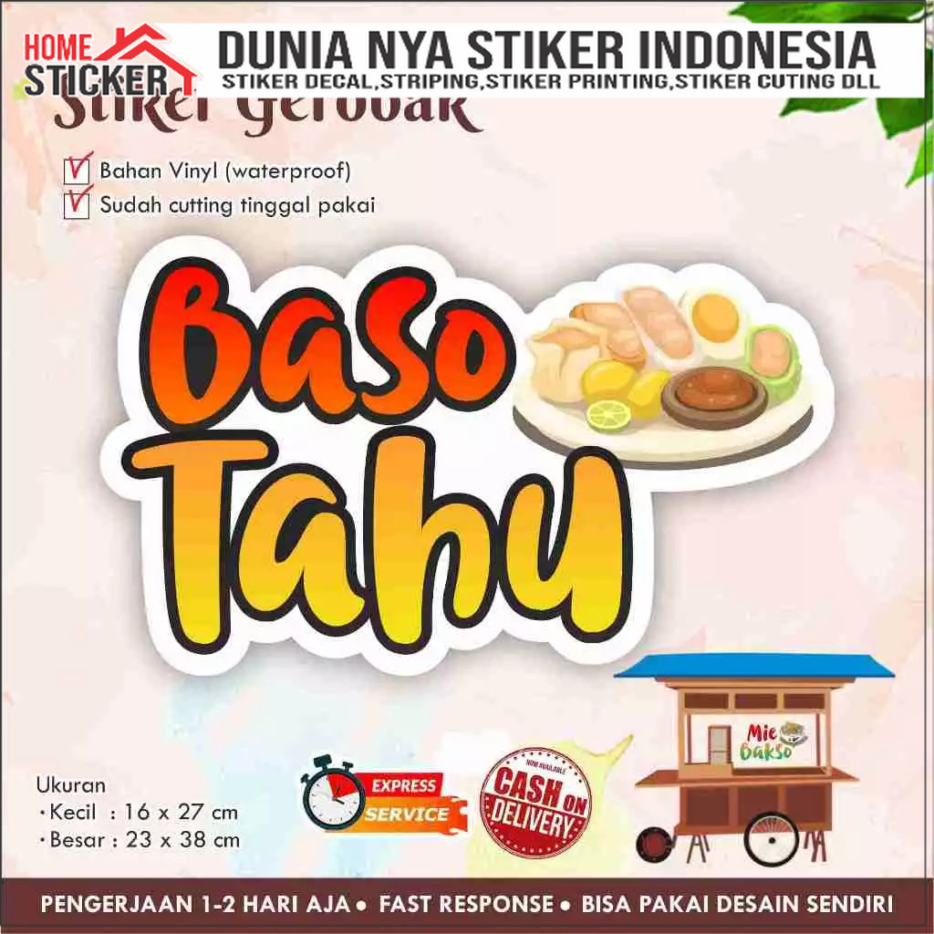 Jual Sticker Kaca Gerobak Vinyl Baso Tahu / Label Makanan | Shopee ...