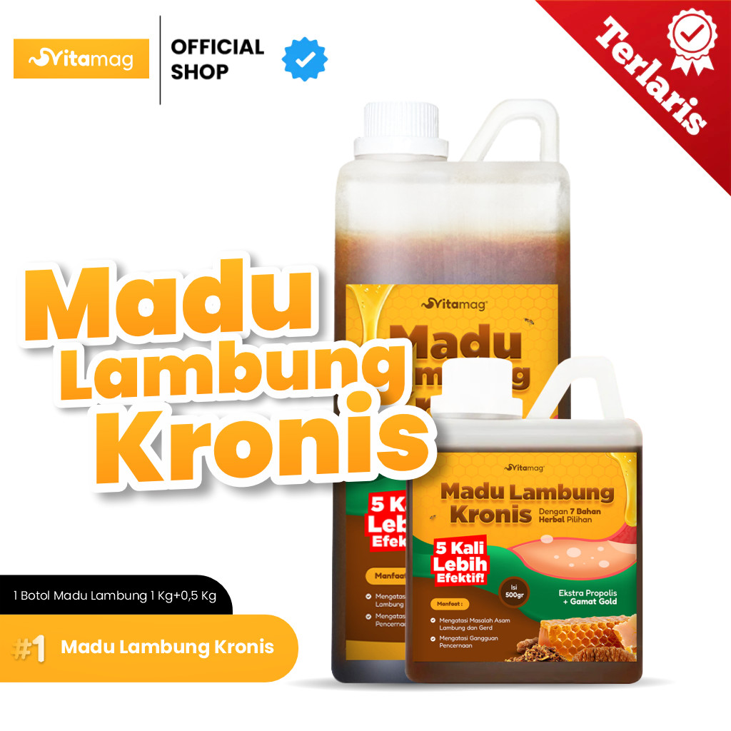 Madu Lambung Maag Gerd Vitamag Obat Magh Herbal Asam Lambung, Perut Kembung Nyeri Gerd Isi 1 Kg & 500 Gram