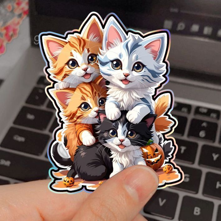 Jual Stiker Printing Kucing Bersama Kebersamaan, Kucing, Stiker Timbul ...