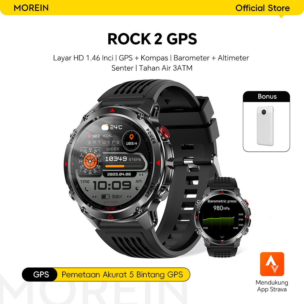 Jual Morein Rock 2 GPS Smartwatch - Layar HD 1.46'' | Senter + Kompas ...