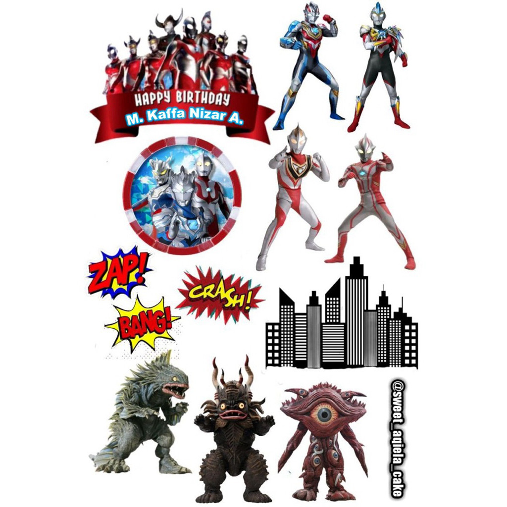 Jual TOPPER CAKE ULTRAMAN CUSTOM NAMA | HIASAN KUE ULTAH TEMA ULTRAMAN ...