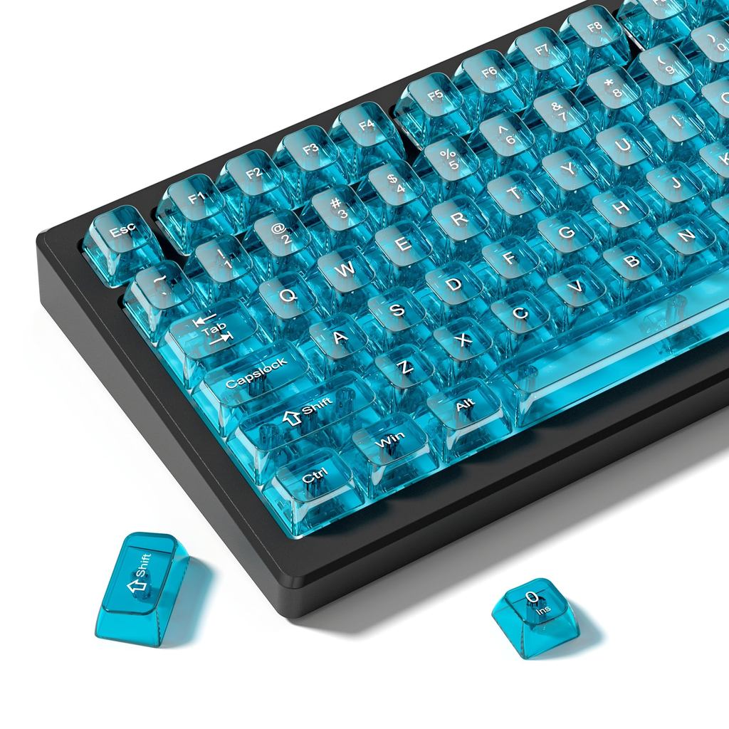 Jual 115 Keys Blue Transparent Clear Keycaps Crystal Ceramic PC Keycap ...