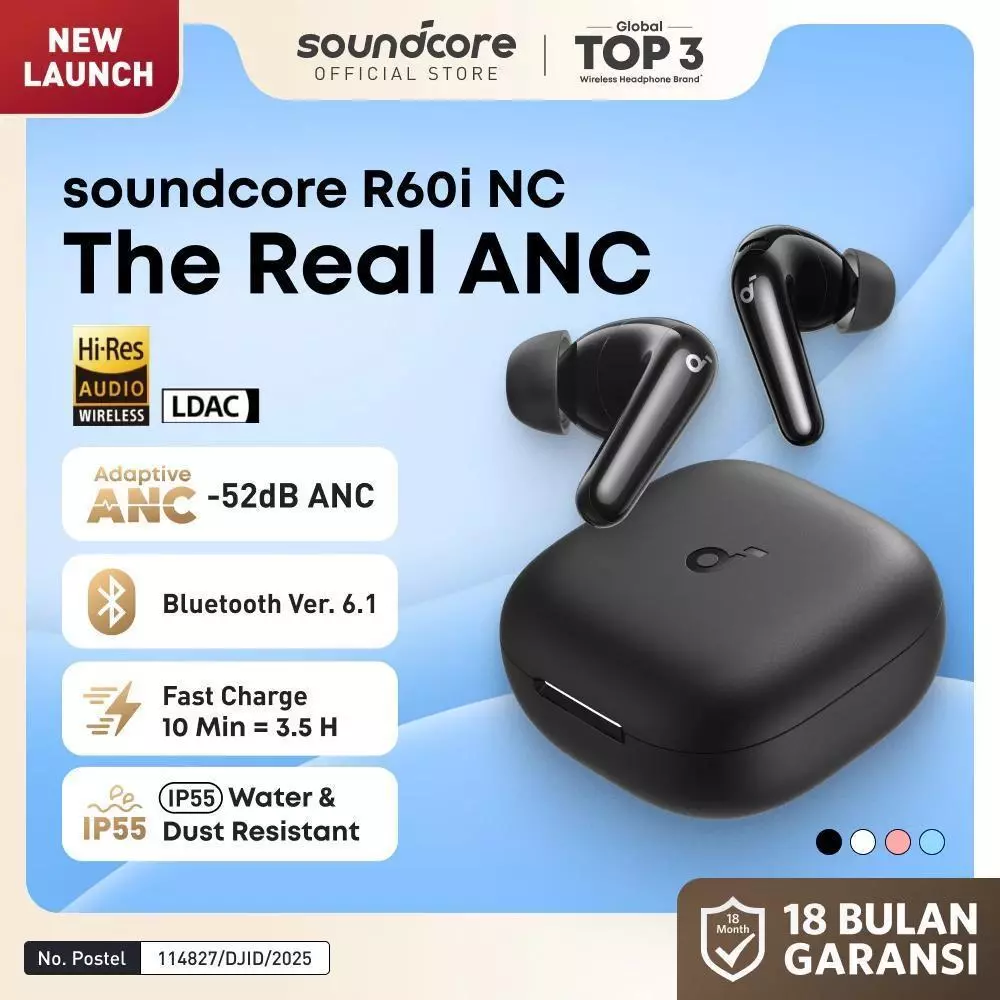 Anker Soundcore R60i NC R60iNC ANC TWS Noice Cancelling Earbuds P31i Ai translate LDAC HiRes - D1202