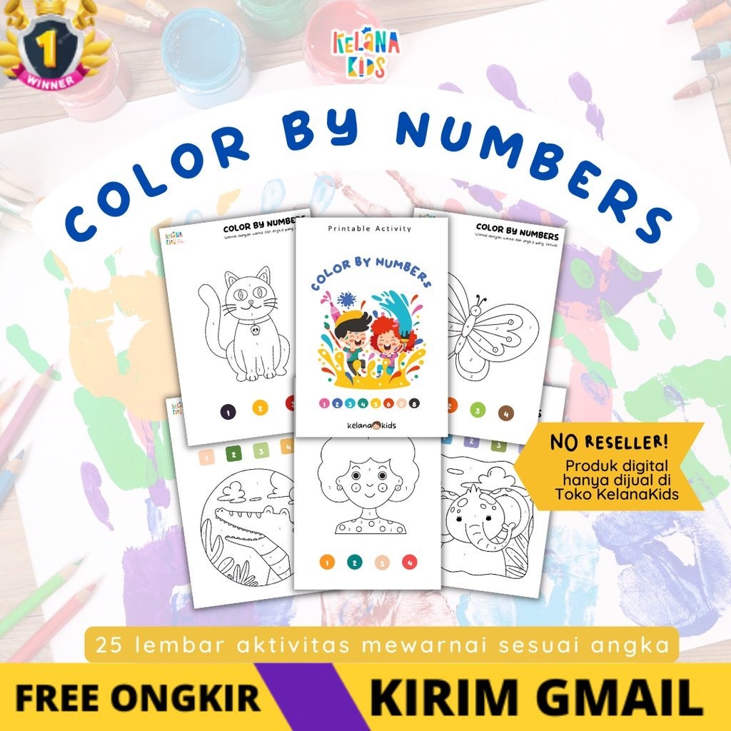 Jual KS Worksheet Color by Numbers - 25 Lembar Mewarnai Sesuai Angka ...