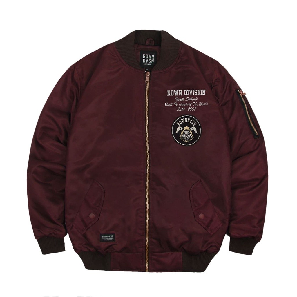 Jual Rown Division Bomber Jacket || Hexa Maroon | Shopee Indonesia