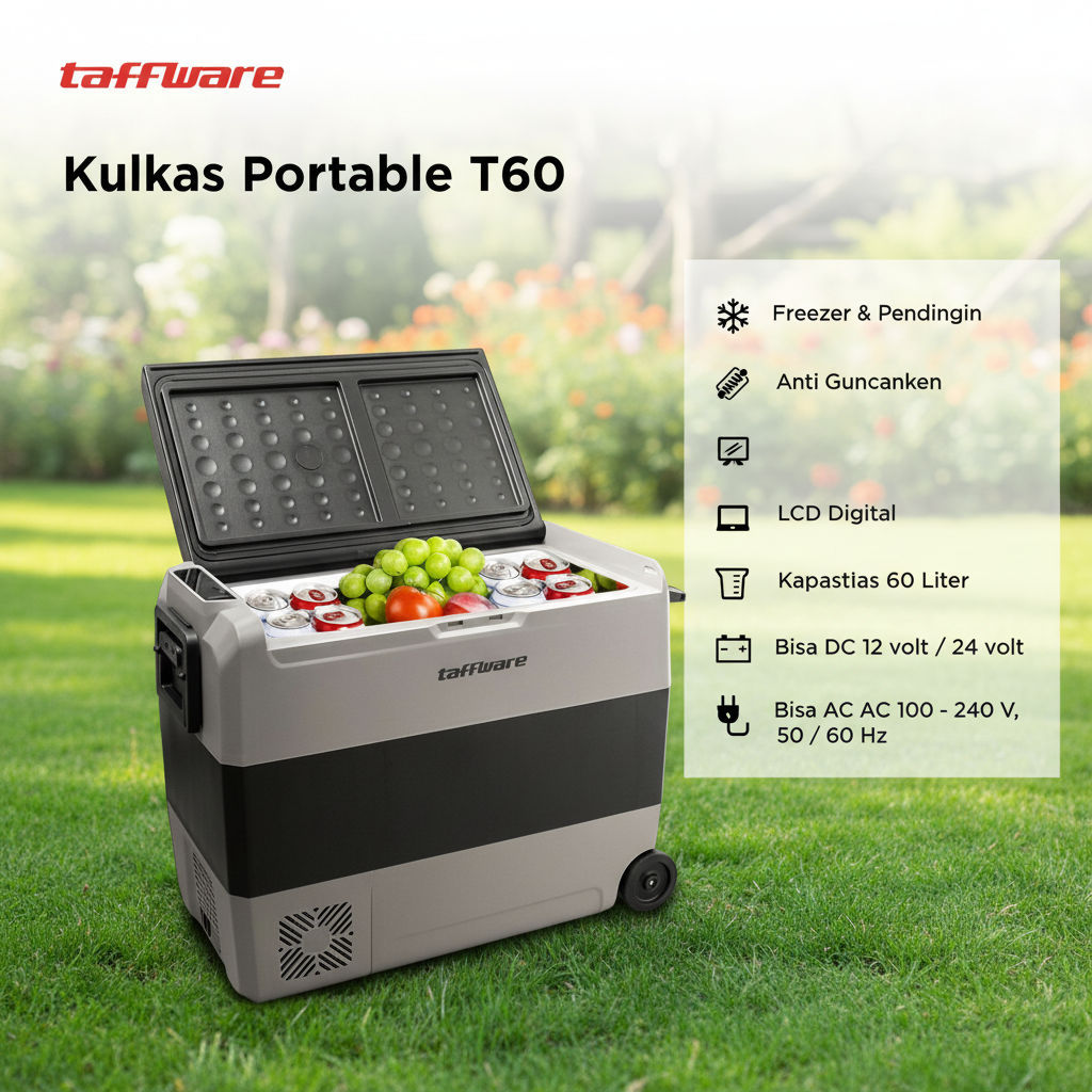 Jual Taffware Kulkas Mini Mobil Portable Car Mini Fridge Freezer 60L ...