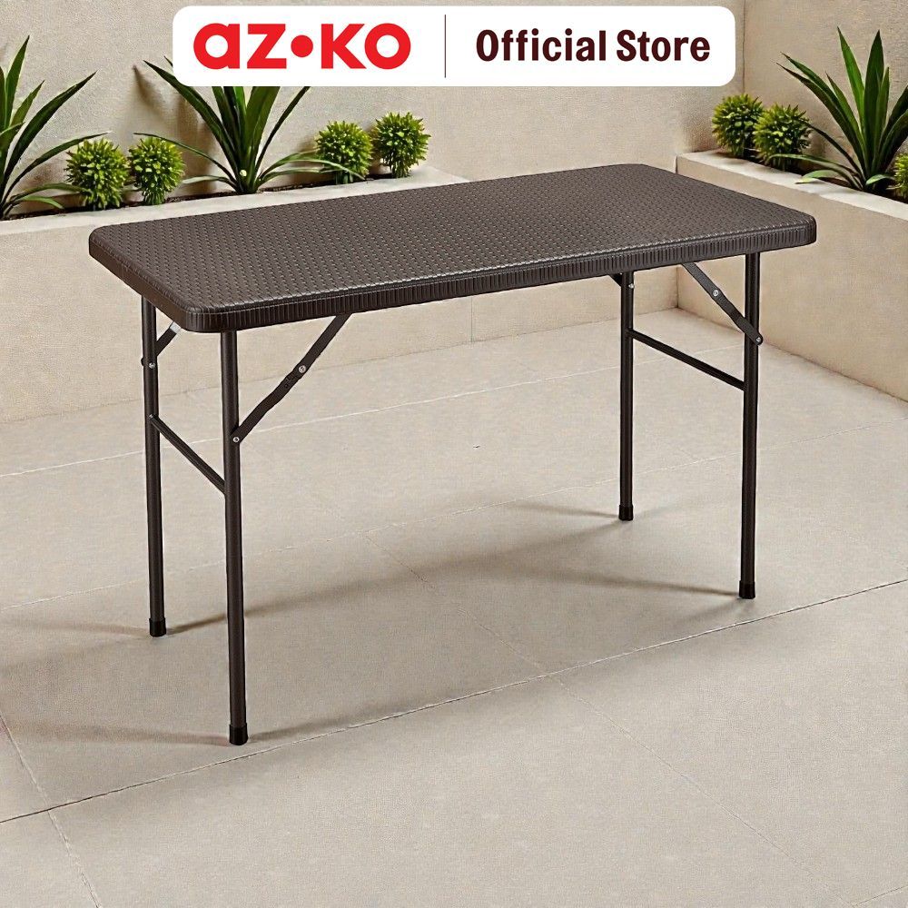 Jual AZKO Krisbow 122 cm Meja Teras Lipat Rotan - Cokelat Meja Outdoor ...