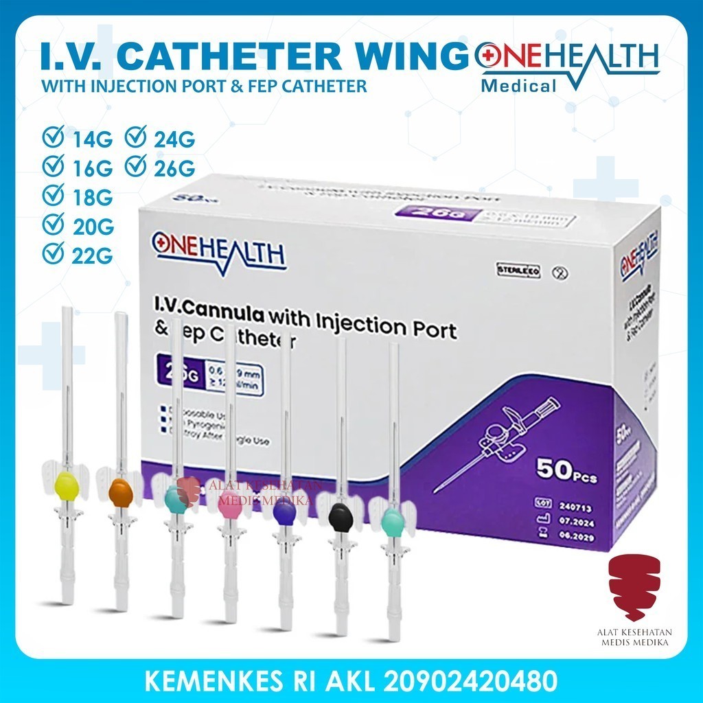 Jual IV Cathether With Wing 14G 16G 18G 20G 22G 24G 26G isi 50 Inflo ...