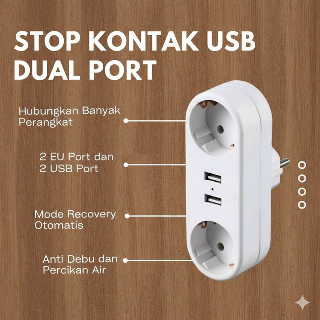 Jual Stop Kontak USB Dual Port 16A - Dinding Colokan Charger Extension ...