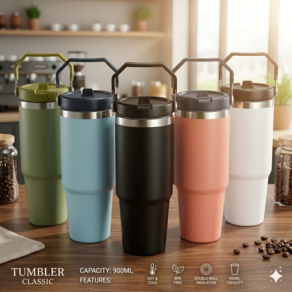 Tumbler Surabaya Vacuum 900ml Tampilan Samping