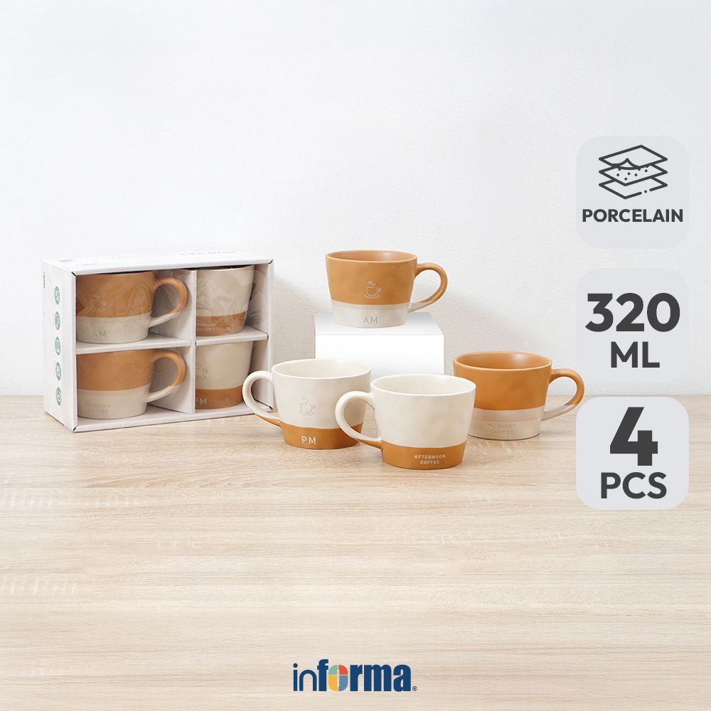 Jual Informa Appetite Hazel Mug Porcelain 320 ml Set 4 Pcs - Cokelat ...