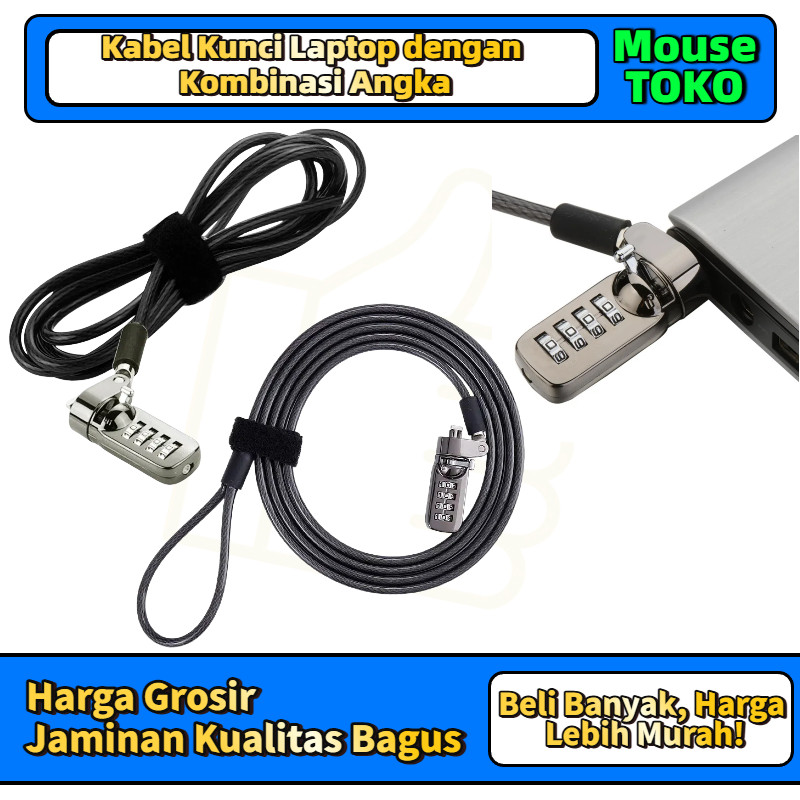 Jual [TOKO_MOUSE] Notebook Security Cable Lock Number - Kunci Pengaman ...