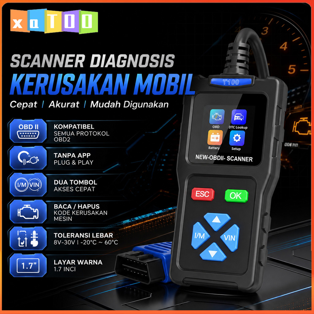 Jual OBD2 Scanner Alat Diagnostik Mesin Trouble Code Reader/ T100 OBD 2 ...