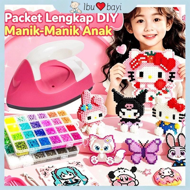 26000 pcs Mainan DIY Perler Fuse Beads Kit Set DIY Craft Kit DIY Gantungan Kunci Set