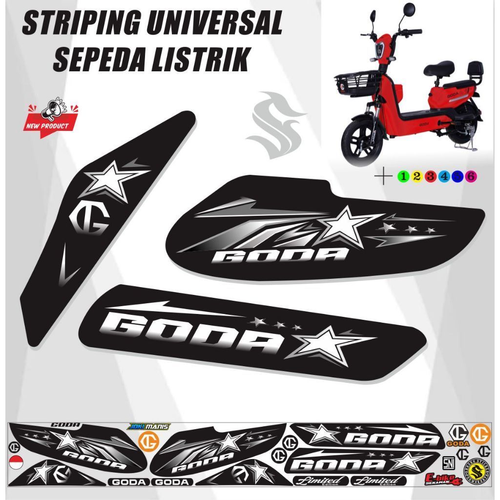 STIKER SEPEDA LISTRIK / STRIPING MOTIF GODA SEPEDAH LISTRIK VARIASI VARIASI SEPEDA LISTRIK