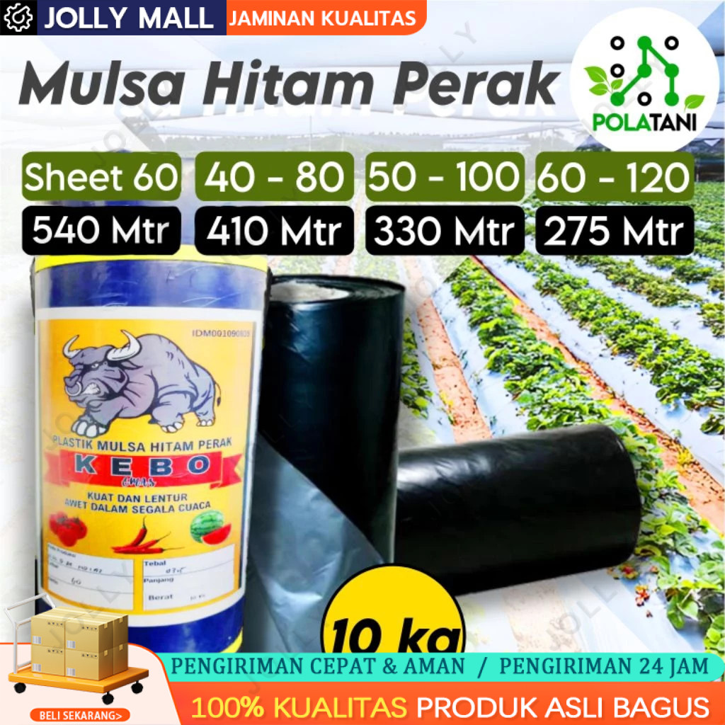 Plastik Mulsa Hitam Perak 1 Roll 10 Kg/Mulsa Pertanian Cap Kebo