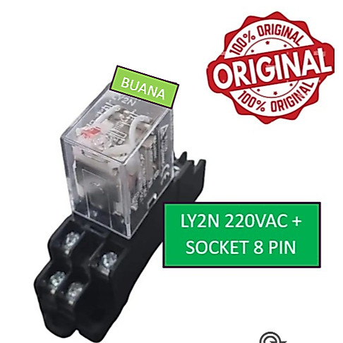 Jual Relay LY2N 220VAC + socket - 8 pin / ly2n 220v ac relay 8 pin ...