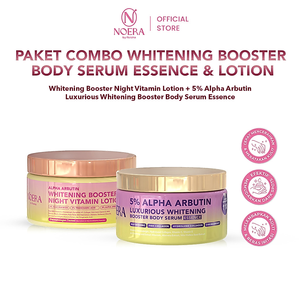 Jual Noera Paket Combo Whitening Booster Body Serum Essence & Lotion ...