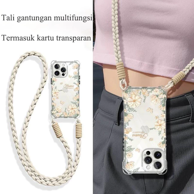 Tali HP Lanyard Universal Bisa Cross-body Gantungan Handphone Selempang Gantungan Handphone Leher gs0017 White