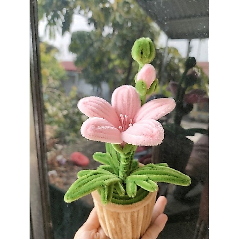 Bunga kawat bulu pot Hiasan meja gift souvenir