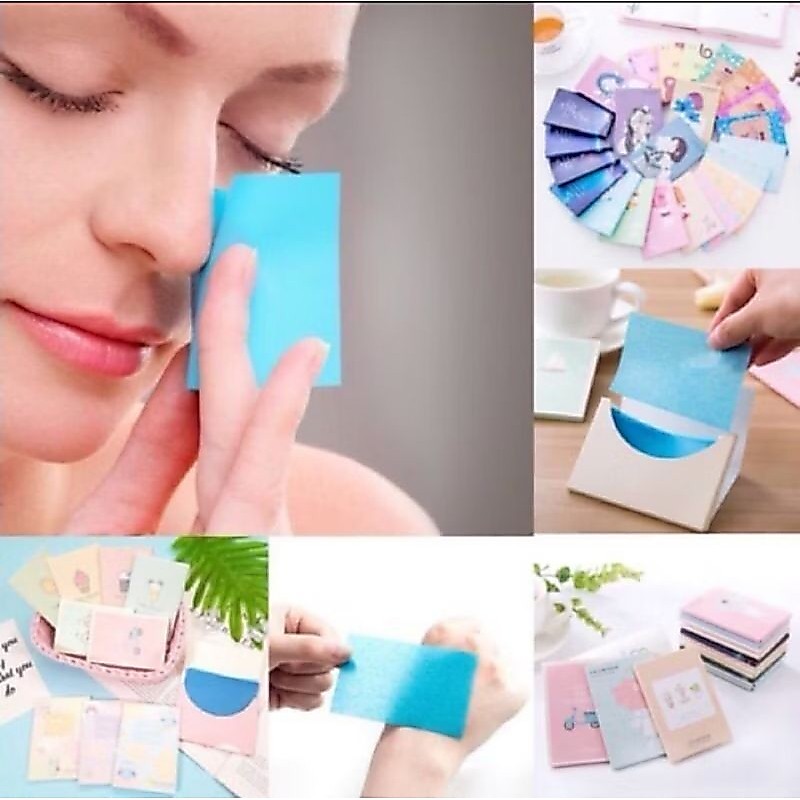 Kertas Linen Tissue Penyerap Minyak Wajah 50Pcs Menyerap Minyak Muka Wajah Berlebihan Kertas