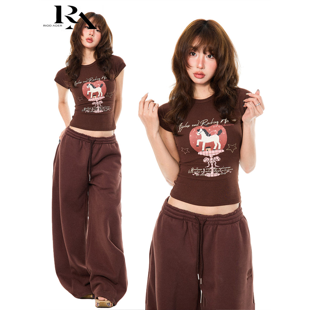 Jual RIOD AOER Atasan Crop Top Wanita Gaya Hot Girl Amerika Lengan ...
