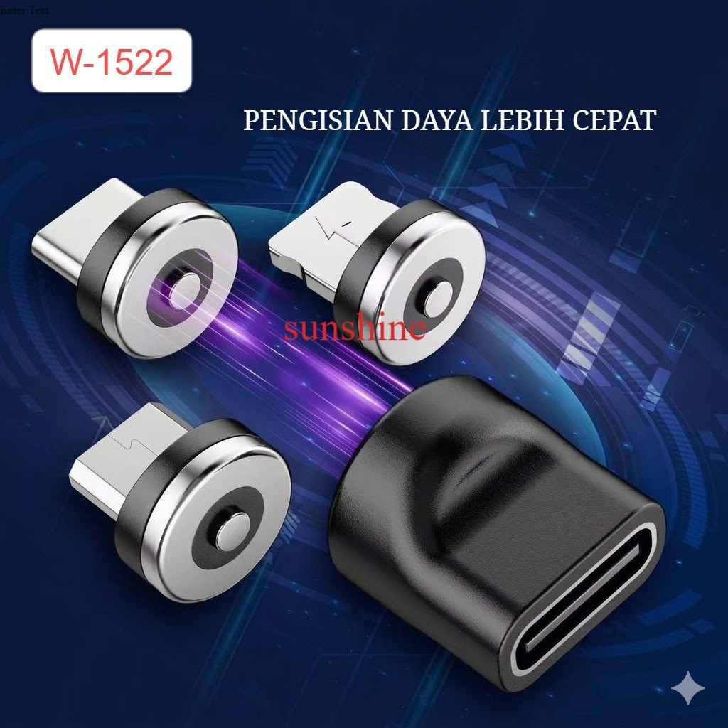 Jual Magnetic Charger 3 in 1 Lightning Micro W-1522 Type-C USB Kabel ...