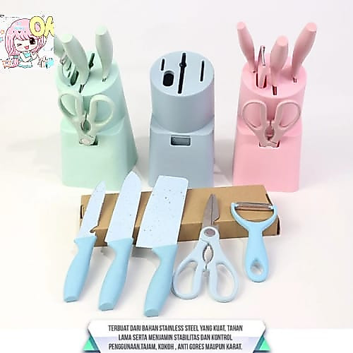 Pisau Set 6 in 1 Dengan Wadah Yang Berkualitas / Knife Kitchen Set 6 in 1