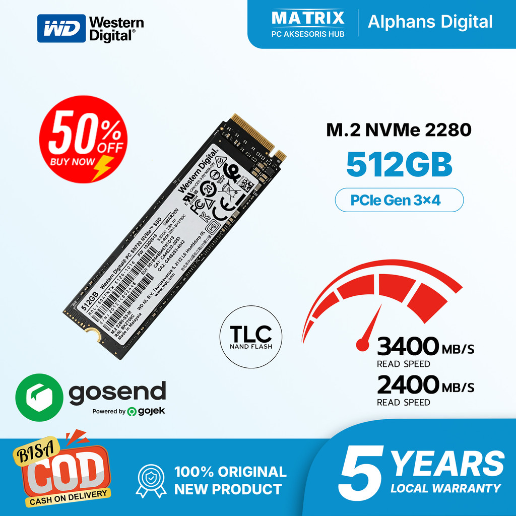 Jual SSD NVMe Western Digital SN730 M.2 2280 512GB/1TB 3400MB/s