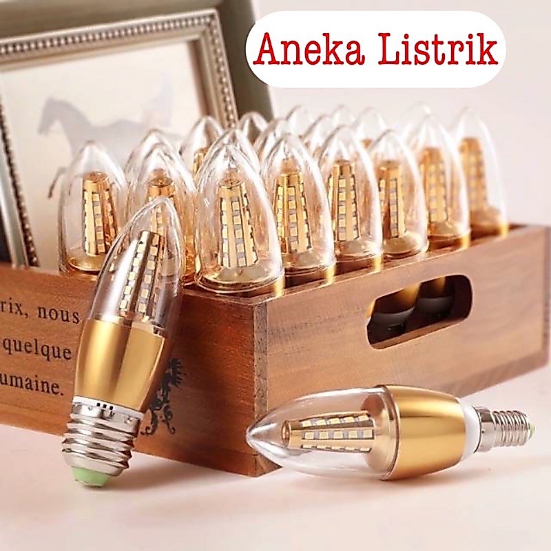 LAMPU CANDEL LED BOHLAM CANDEL SMD 5WATT E14 E27 PUTIH KUNING TERANG BAGUS