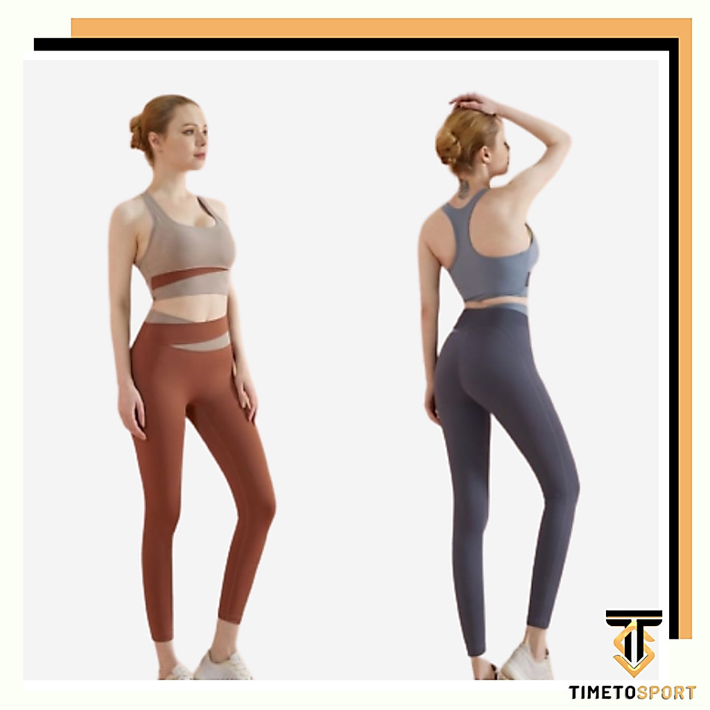 TIMETOSPORT Set Bra Celana Panjang Setelan Olahraga Yoga Gym Fitness Aerobik Zumba Wanita 1083