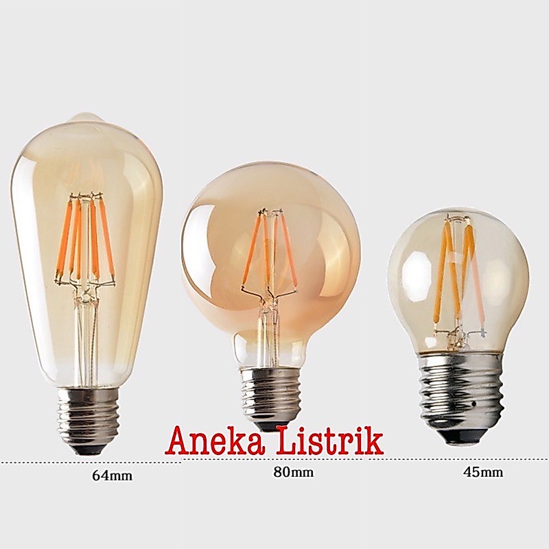 LAMPU LED FILAMEN 4 WATT EDISON 4W ST64 G80 G45 C35 FILAMENT LED 4W BULB 4W E27 OVAL LAMPU CAFE